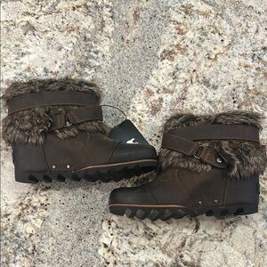 Joan of Arctic Fur Wedge Ankle Boots